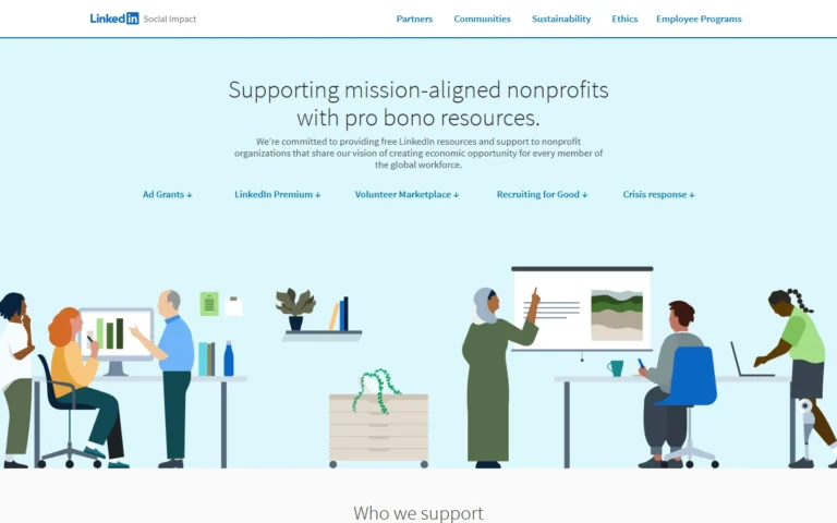 LinkedIn for Nonprofits website screenshot