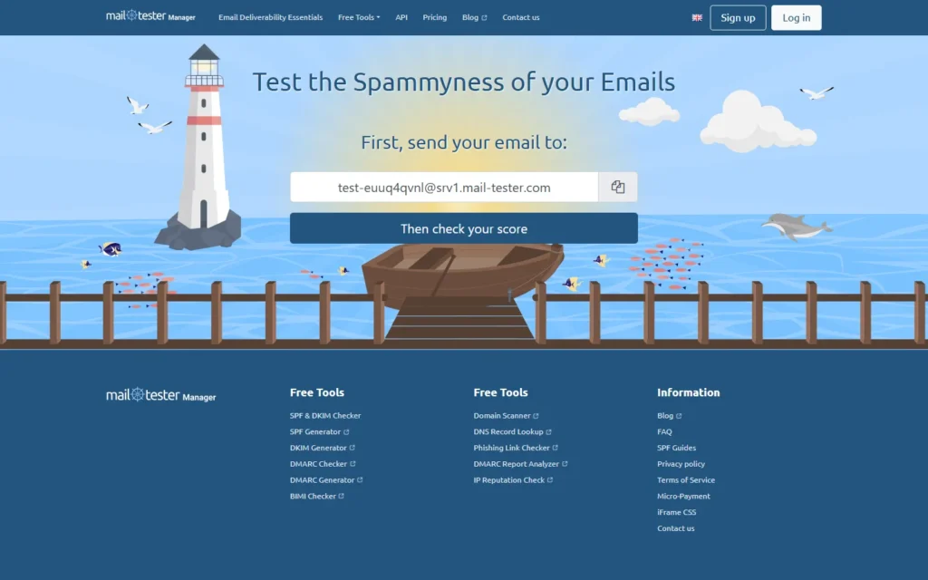 Mail Tester website screenshot