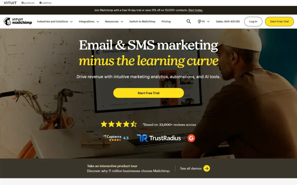 Mailchimp website screenshot