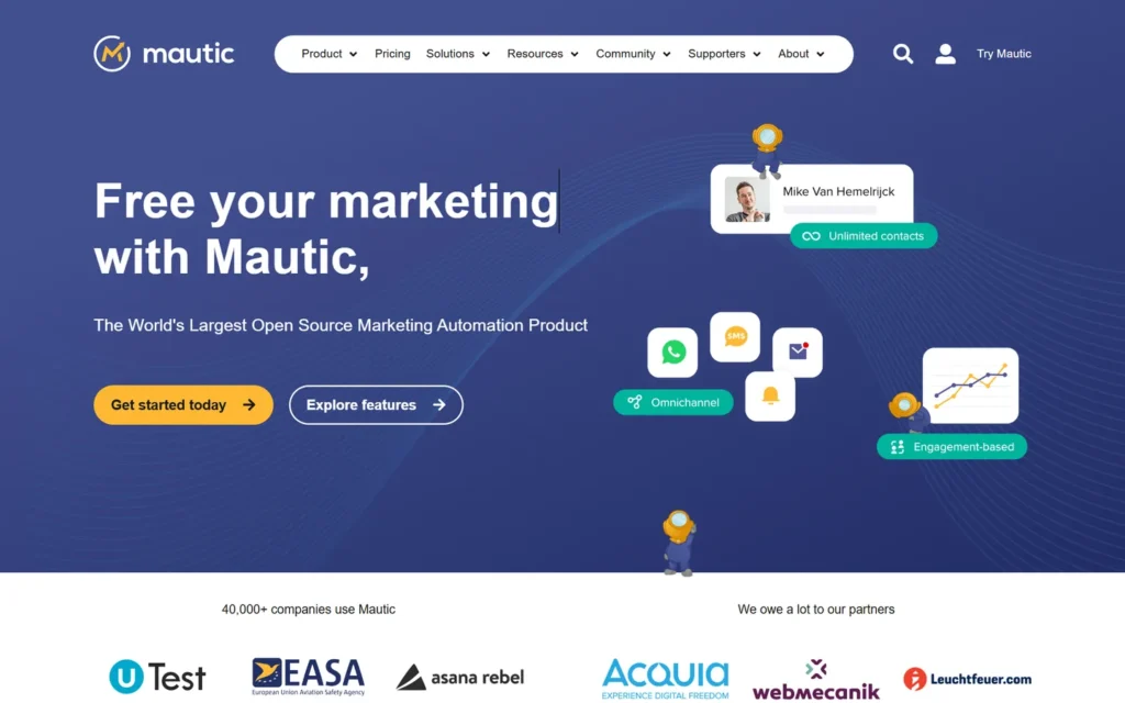 Mautic website screenshot