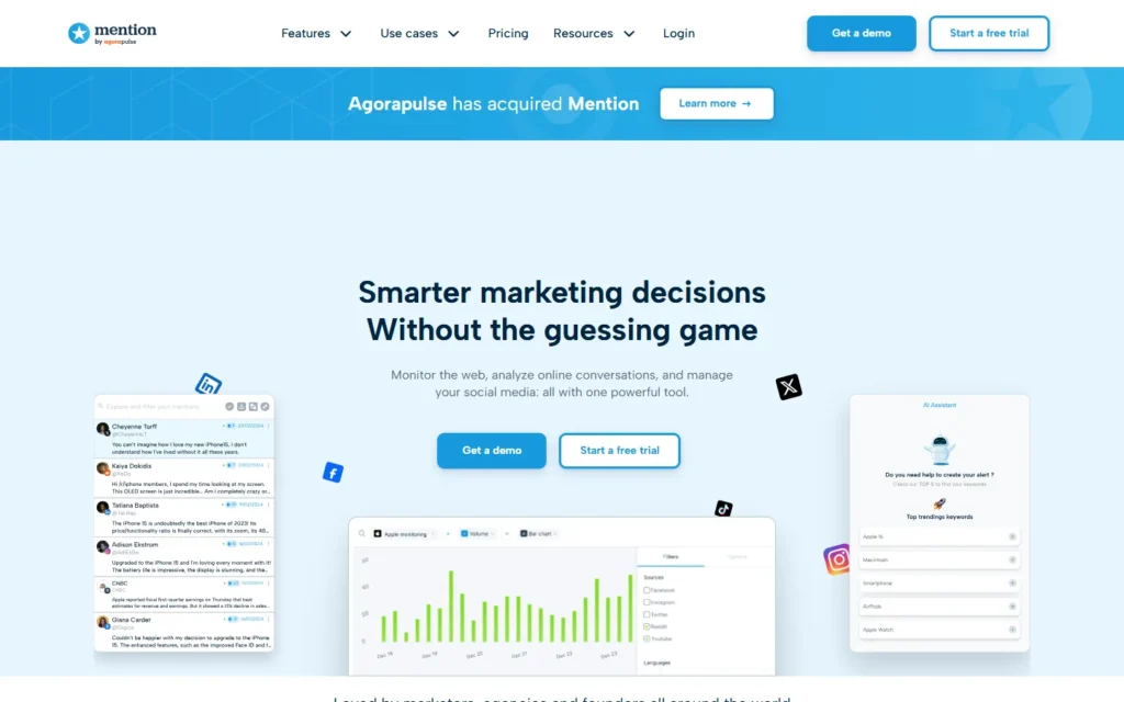 Mention website screenshot