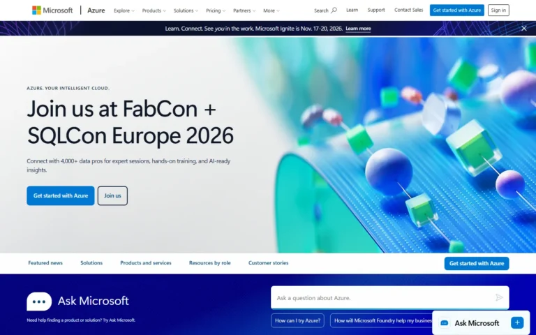 Microsoft Azure website screenshot