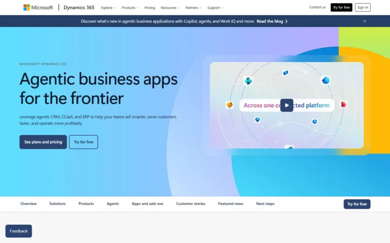 Microsoft Dynamics 365 website screenshot