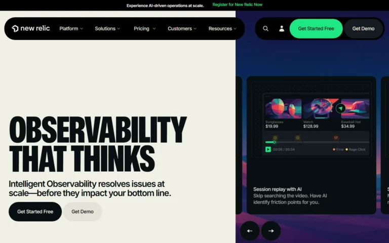 New Relic website screenshot