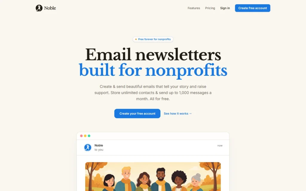Noble Letters website screenshot