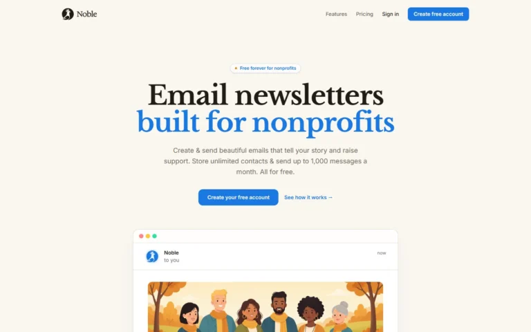 Noble Letters website screenshot