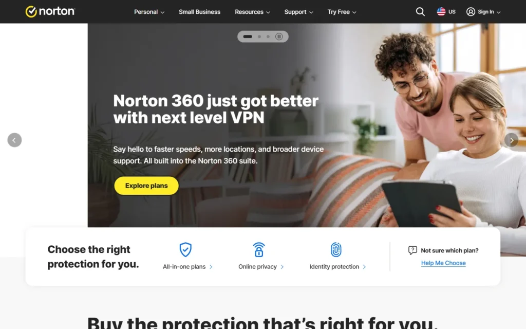 Norton website screenshot
