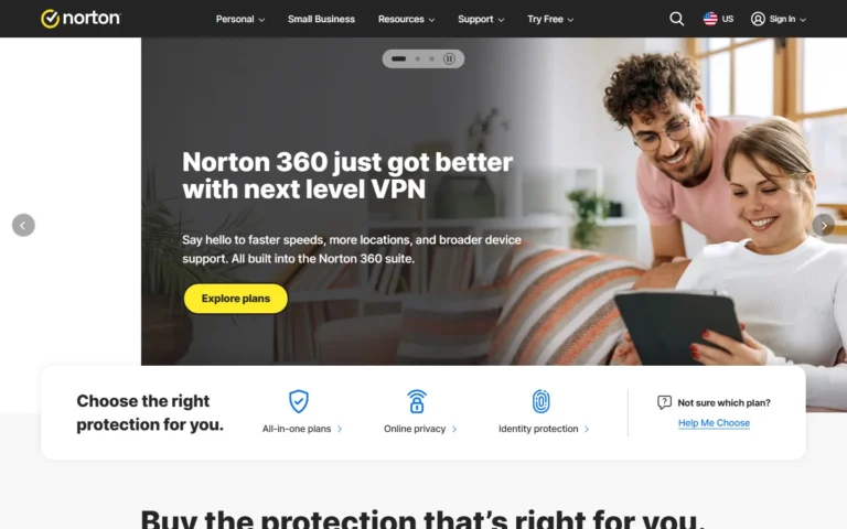 Norton website screenshot