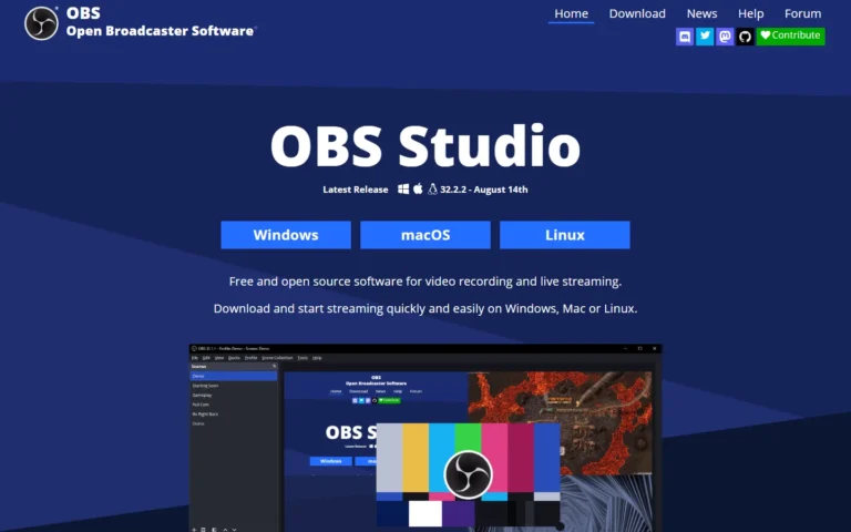 OBS Studio website screenshot