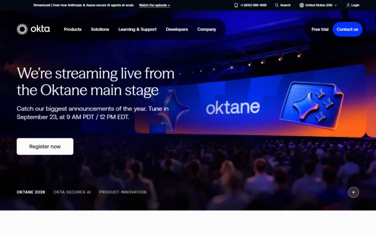 Okta website screenshot