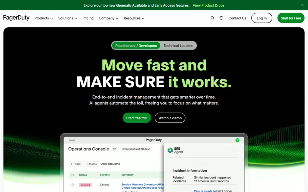 PagerDuty website screenshot