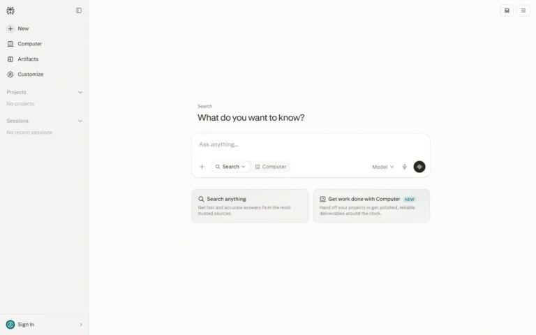 Perplexity website screenshot