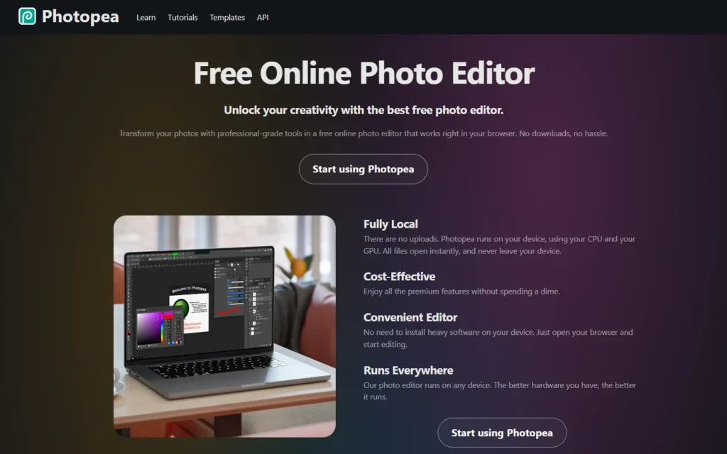 Photopea website screenshot