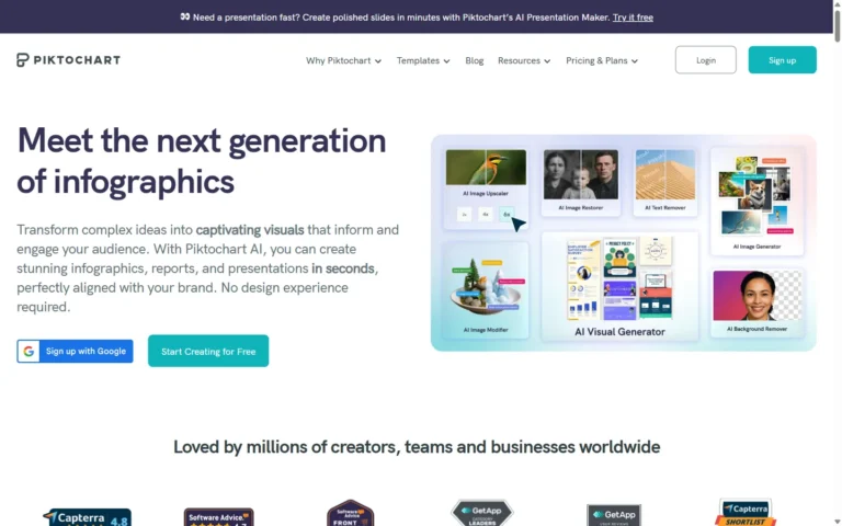 Piktochart website screenshot