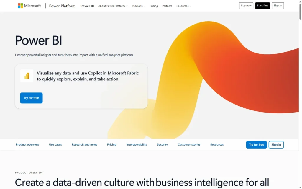 Power BI website screenshot