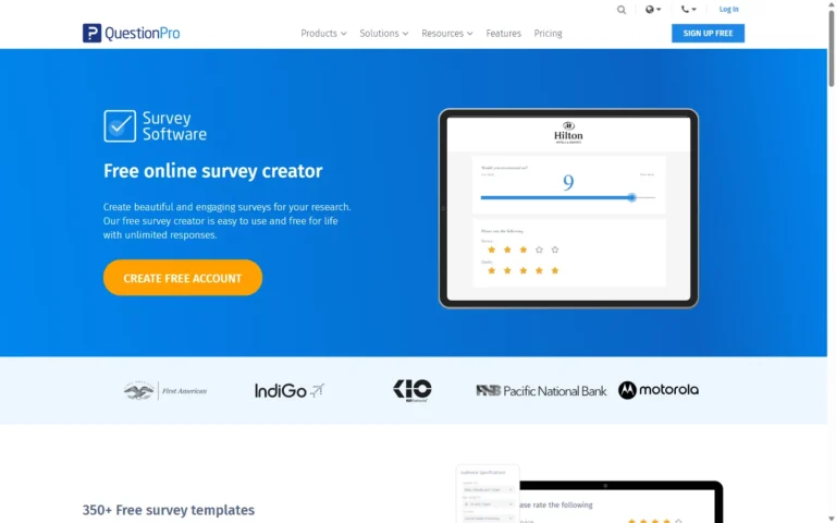 QuestionPro website screenshot