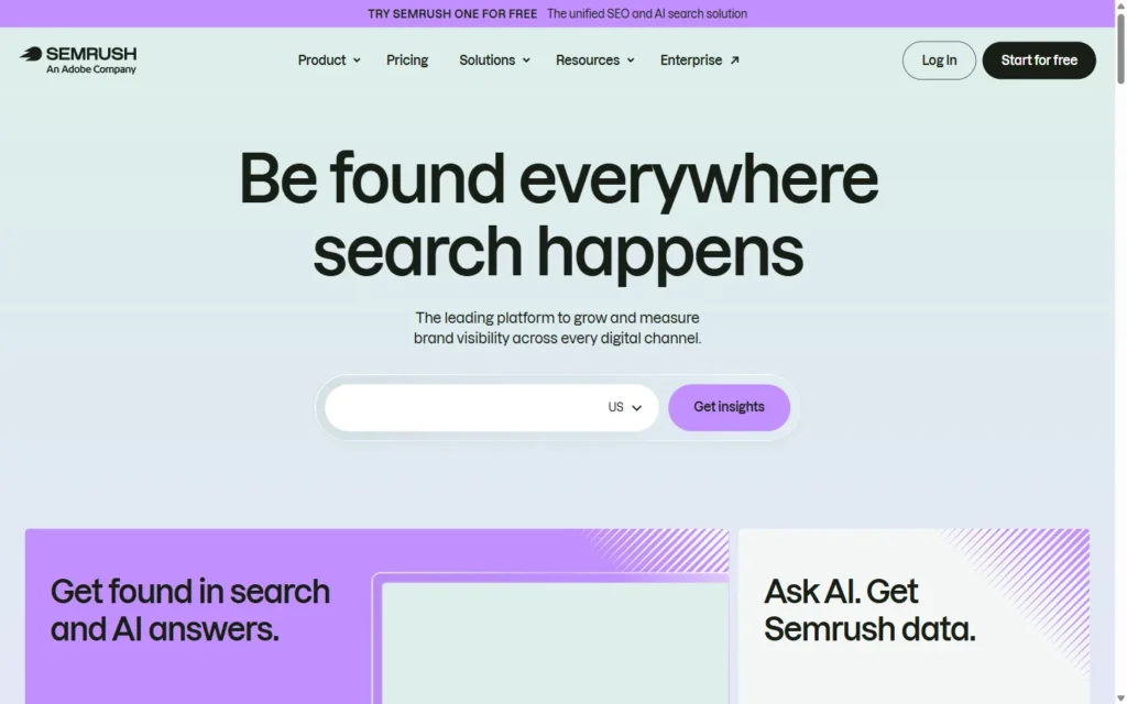 Semrush website screenshot