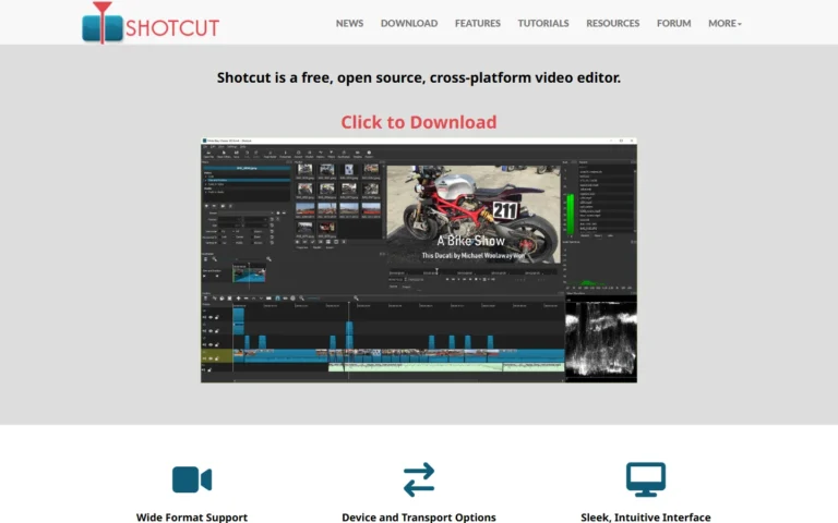Shotcut website screenshot