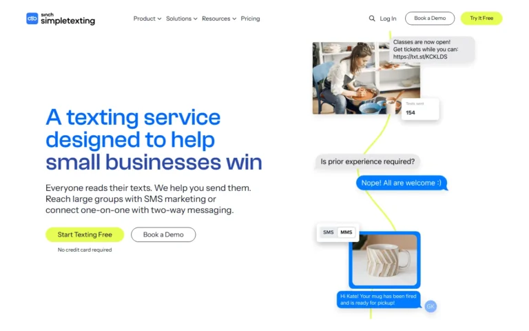 SimpleTexting website screenshot