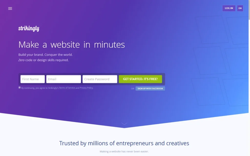 Strikingly website screenshot