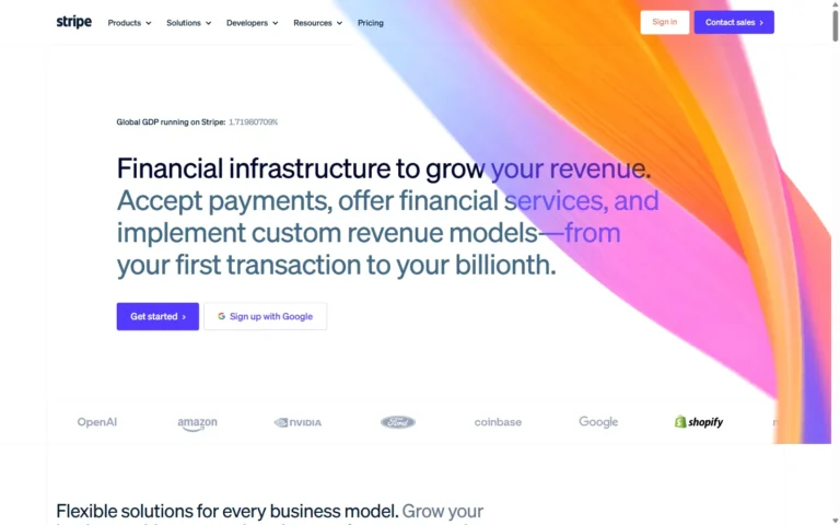 Stripe website screenshot