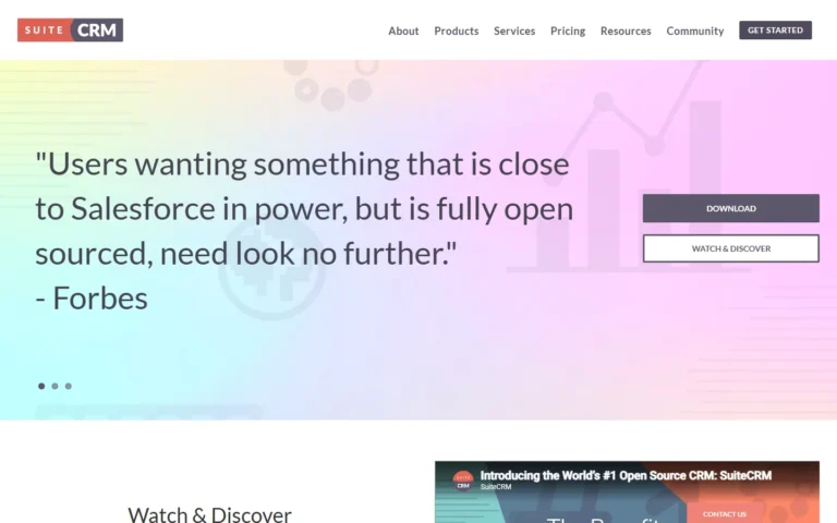SuiteCRM website screenshot