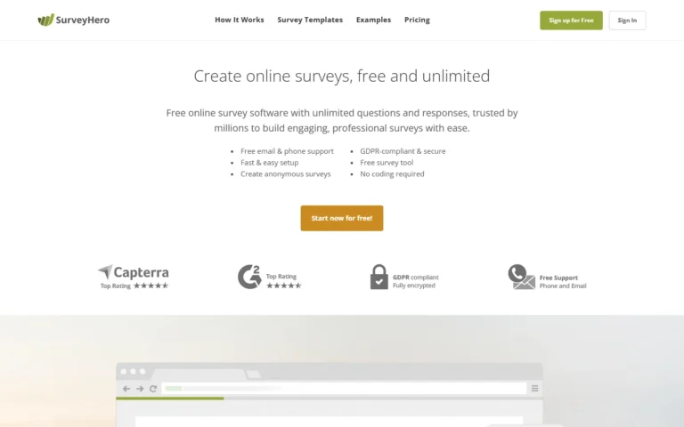 SurveyHero website screenshot