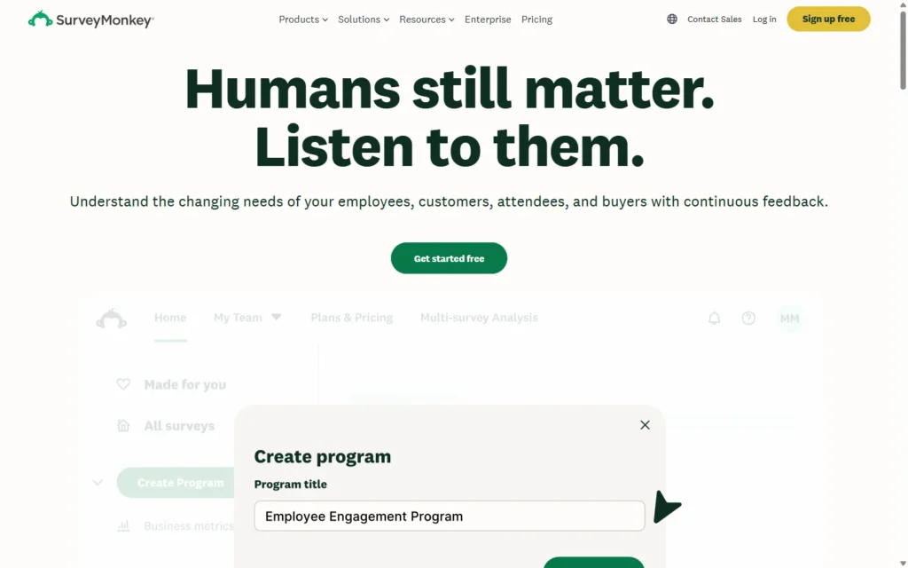 SurveyMonkey website screenshot