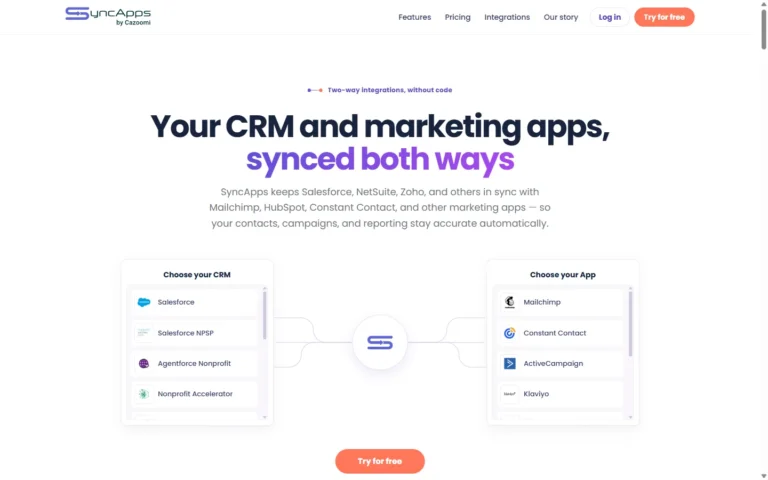 SyncApps website screenshot