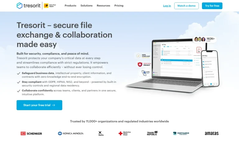 Tresorit website screenshot