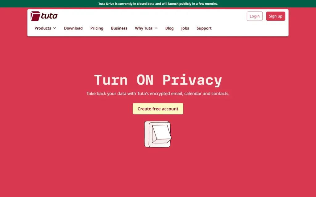 Tutanota website screenshot