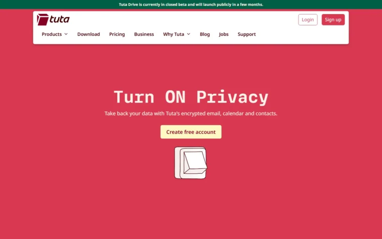 Tutanota website screenshot