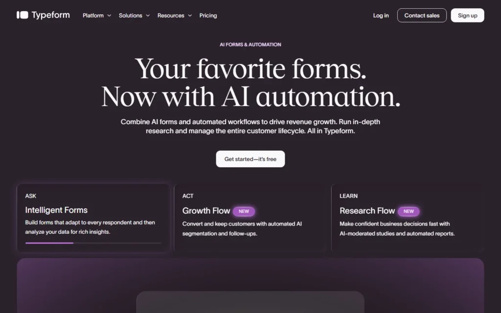 Typeform website screenshot