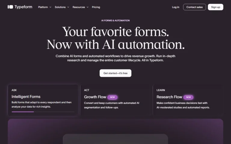 Typeform website screenshot