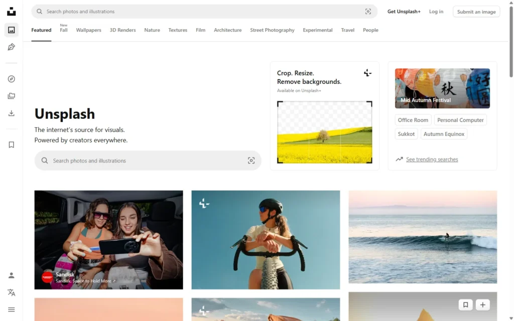 Unsplash website screenshot