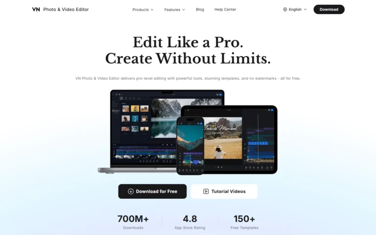 VN Video Editor website screenshot