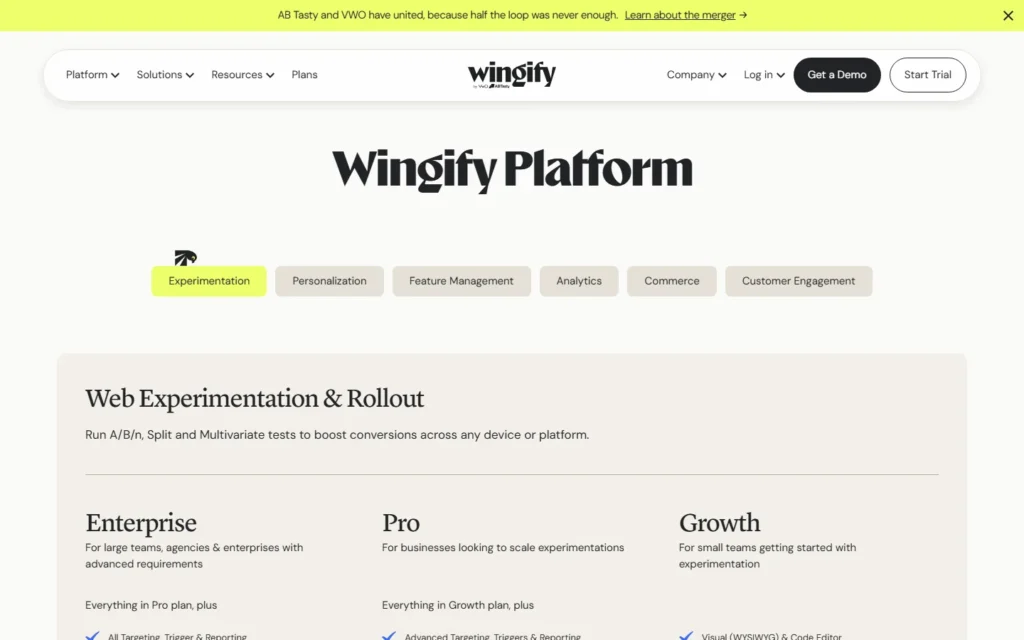 Wingify (formerly VWO) website screenshot