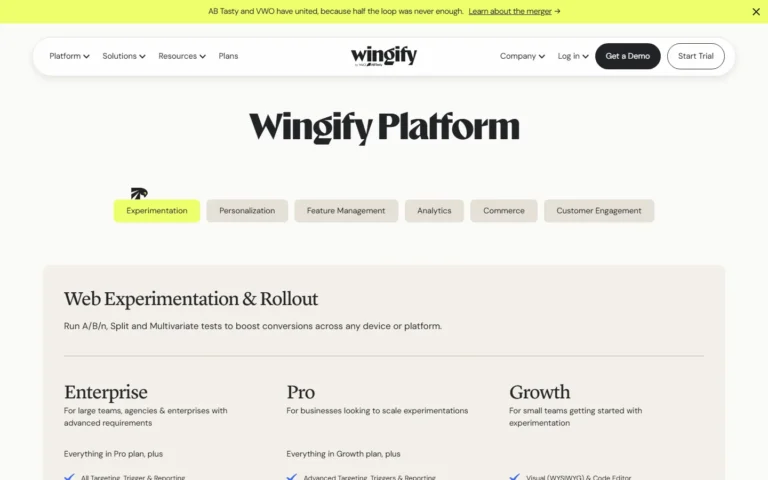 Wingify (formerly VWO) website screenshot
