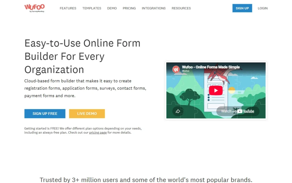 Wufoo website screenshot