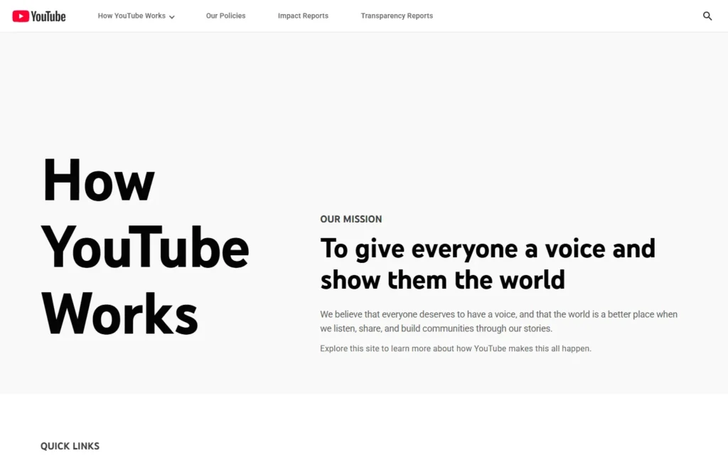 Youtube website screenshot