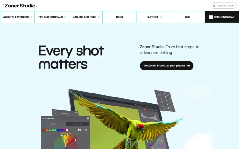 Zoner Photo Studio X website screenshot