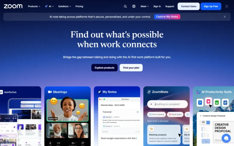 Zoom website screenshot